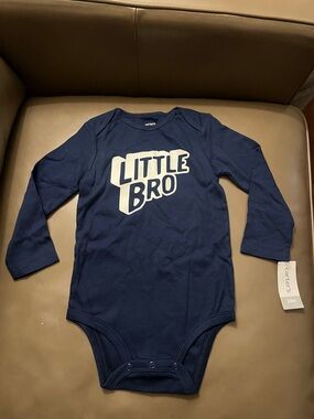 Carter's Navy Blue "Little Bro" Long-Sleeve Bodysuit
